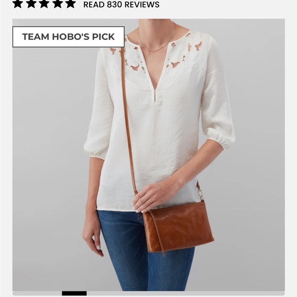 HOBO Elegant Tan (Truffle) Leather Crossbody Bag - Picture 2 of 9